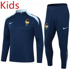 2024-2025 France Royal Blue Kid-Youth Soccer Tracksuit -411