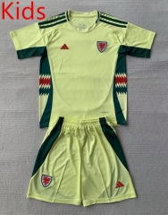 2024-2025 Wales Away Yellow Kids/Youth Soccer Uniform-AY