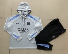 2024-2025 Paris SG Light Gray Thailand Soccer Tracksuit With Hat-815