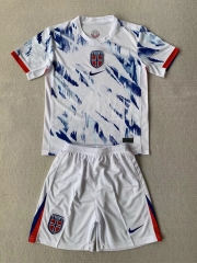 2024-2025 Norway Away White&Blue Soccer Uniform-AY