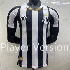(S-3XL) Player Version 2024-2025 Santos FC Away Black&White Thailand Soccer Jersey AAA-908