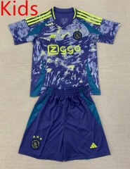 2024-2025 Ajax Away Blue Kid/Youth Soccer Uniform-AY