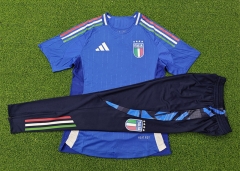 2024-2025 Italy Home Blue Short-Sleeve Thailand Soccer Tracksuit-9926