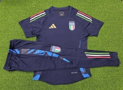2024-2025 Italy Royal Blue Short-Sleeve Thailand Soccer Tracksuit-9926