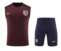 2024-2025 England Dark Red Thailand Soccer Vest Uniform-418