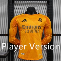 Player Version 2024-2025 Real Madrid Away Orange LS Thailand Soccer Jersey AAA-888