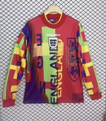 Retro Version 1996 England Goalkeeper Red LS Thailand Soccer Jersey AAA-5177