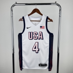 2024 Olympics USA White #4 NBA Jersey-311
