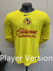 (S-3XL) Player Version 2024-2025 Club America Home Yellow LS Thailand Soccer Jersey AAA-5698