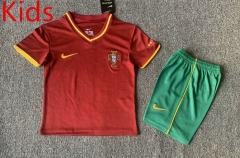 Retro Version 2000 Portugal Home Red Kids/Youth Soccer Uniform-7809