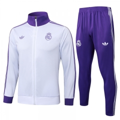 2024-2025 Real Madrid White&Purple Thailand Soccer Jacket Uniform-815
