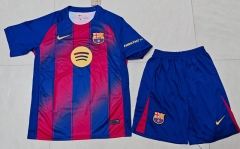2025-2026 Correct Version Barcelona Home Red&Blue Soccer Uniform-718