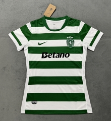 2025-2026 Sporting Clube de Portugal Home White&Green Women Thailand Soccer Jersey AAA-4506