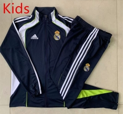 2025-2026 Retro Version Real Madrid Upper Cyan Kids/Youth Soccer Jacket Uniform-815