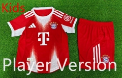 Player Version 2025-2026 Bayern München Home Red Kids/Youth Soccer Uniform-9926