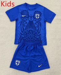 2025-2026 Finland  Home Blue Kids/Youth Soccer Uniform-AY