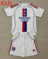 2025-2026 Olympique Lyonnais Home White Kids/Youth Soccer Uniform-AY