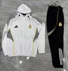 2025-2026 Real Madrid White Hooded Thailand Trench Coat Suit-7411