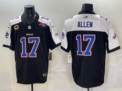 Buffalo Bills 3rd Generation #17 Black&White NFL Jersey (Logo 2)-0840