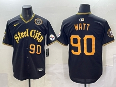 Special Version Pittsburgh Steelers #90 Black NFL Jersey (Logo 3)-0840