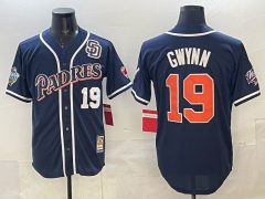 Retro Version San Diego Padres #19 Royal Blue MLB Jersey (Logo 3) - 0840