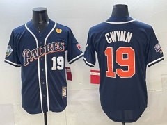 Retro Version San Diego Padres #19 Royal Blue MLB Jersey (Logo 2) - 0840