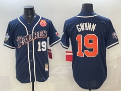 Retro Version San Diego Padres #19 Royal Blue MLB Jersey (Logo 1) - 0840
