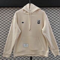 (S-3XL) Retro Small Embroidered Liverpool Beige Thailand Soccer Tracksuit With Hat-CS