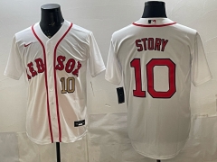 Boston Red Sox #10 White MLB Jersey (Logo5)-0840
