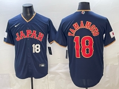 2026 WBC Japan #18 Blue MLB Jersey (Logo1)-0840