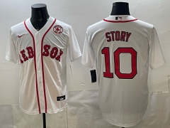 Boston Red Sox #10 White MLB Jersey (Logo2)-0840
