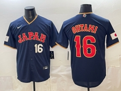 2026 WBC Japan #16 Blue MLB Jersey (Logo1)-0840
