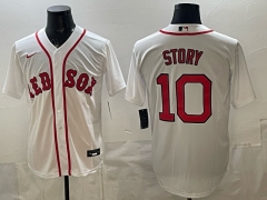 Boston Red Sox #10 White MLB Jersey (Logo1)-0840
