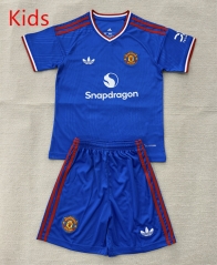 2026-2027 Concept Version Manchester United Blue Kids/Youth Soccer Uniform-AY