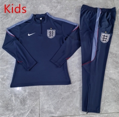 2026-2027 England Royal Blue Kid-Youth Soccer Tracksuit-411