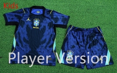 Player Version 2026-2027 Brazil Away Blue Kids/Youth Soccer Uniform-9926