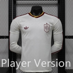 (S-3XL) Player Version 2026-2027 Spain Away White LS Thailand Soccer Jersey AAA-888