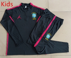 2026-2027 Brazil Black Kids/Youth Soccer Tracksuit-815