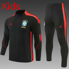2026-2027 Jordan Brazil Black Kids/Youth Soccer Tracksuit-2315
