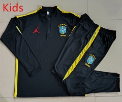 2026-2027 Brazil Black Kids/Youth Soccer Tracksuit-815