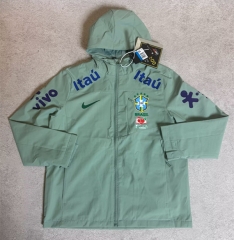 (S-3XL) 2026-2027 Nike Brazil Light Green Thailand Trench Coats With Hat-0199