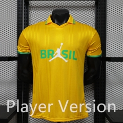 (S-3XL) Player Version 2026-2027 Jordan Brazil Yellow Thailand Soccer Jersey AAA-888