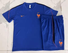 2026-2027 France Colour Blue Short-Sleeved Thailand Soccer Tracksuit-815