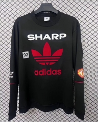 (S-4XL) Retro Version 1990-1992 Manchester United Black Thailand Soccer Tracksuit Top-2044