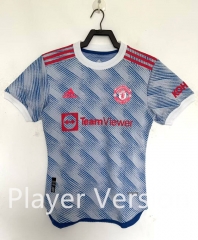 Player Version 2021-2022 Retro Version Manchester United Away Light Blue Thailand Soccer Jersey AAA-811