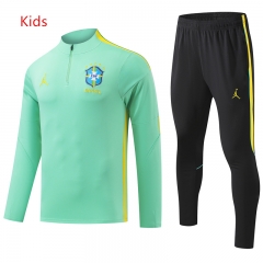 2026-2027 Brazil Light Green Kids/Youth Soccer Tracksuit-GDP