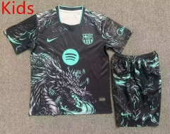 26-27 Dragon Pattern Version Barcelona Black Kids/Youth Soccer Uniform-4714