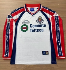 (S-3XL) Retro Version 99-00 Deportivo Guadalajara Away White LS Thailand Soccer Jersey AAA-6895