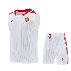 26-27 Retro Version Manchester United White&Red Thailand Soccer Vest Uniform-418 26-27 Retro Version Manchester United White&Red Thailand Soccer Vest Uniform-418