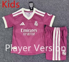 Player Version 26-27 Real Madrid 2nd Away Pink Kids/Youth Soccer Uniform-9527 Player Version 26-27 Real Madrid 2nd Away Pink Kids/Youth Soccer Uniform-9527
